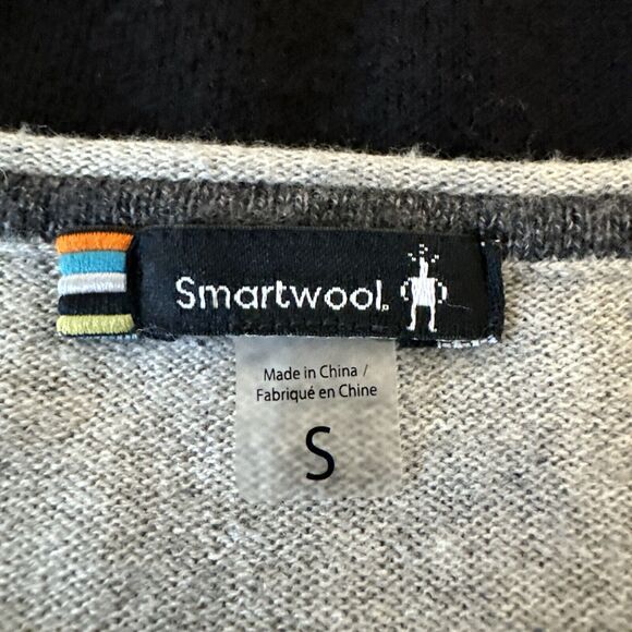 SmartWool Shadow Pine Colorblock Sweater Size M Gray Black Merino Wool Silk - Picture 7 of 8